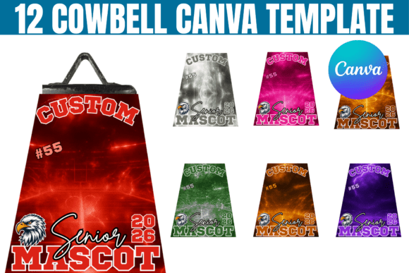 12 Cowbell Canva Editable Template Bundle: Game Day Spirit