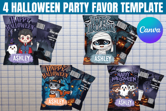 4 Halloween Party Favor Templates: Your DIY Design Solution