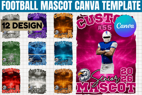 Football Mascot Canva Editable Template: Design Your Team Spirit
