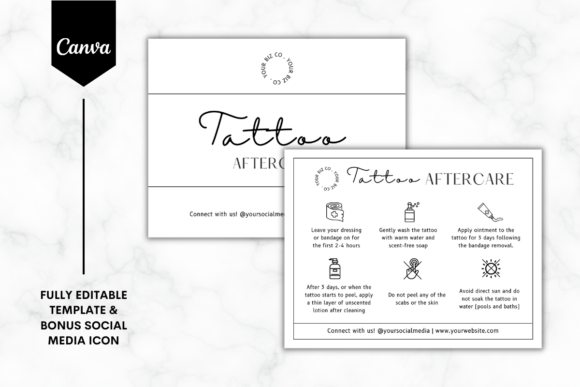 Perfecting Your Aftercare: Tattoo Aftercare Card Canva Template 2