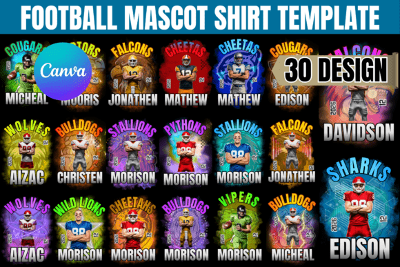 Score a Touchdown with Editable Football Mascot Shirt Templates