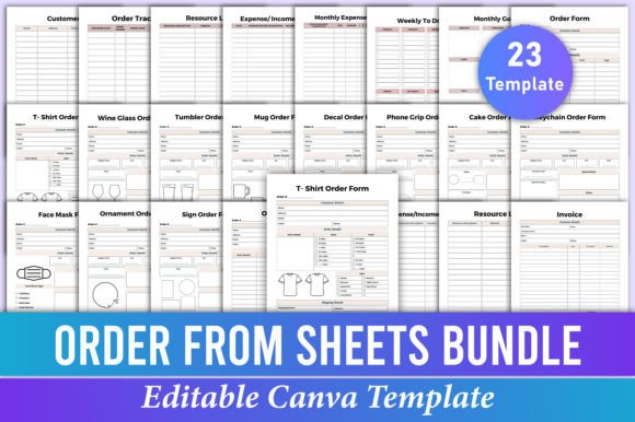 Streamline Your Craft Business with the Editable Order from Sheets Bundle Canva