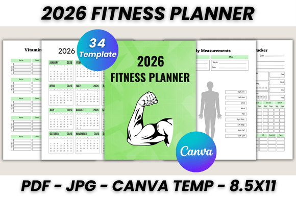 Streamline Your Health: 2026 Fitness Planner Canva Template
