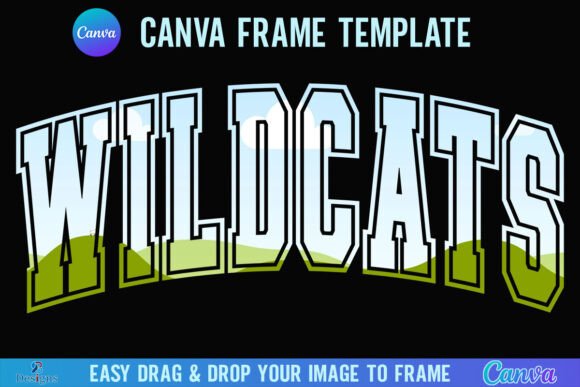 Wildcat Canva Frame: Varsity Sport Mascot Design
